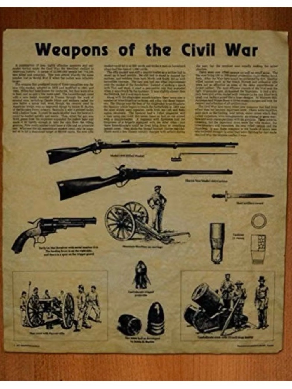 Weapons of the Civil War Vintage-Style Wall Art - Brown